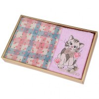 Набор полотенец из 2-х шт &quot;барсик&quot;,50х30см, махра роз+рогожка  роз. 100% хлопок SANTALINO (850-453-89)