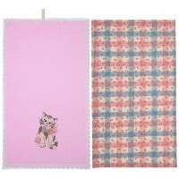 Набор полотенец из 2-х шт &quot;барсик&quot;,50х30см, махра роз+рогожка  роз. 100% хлопок SANTALINO (850-453-89)