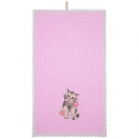 Набор полотенец из 2-х шт &quot;барсик&quot;,50х30см, махра роз+рогожка  роз. 100% хлопок SANTALINO (850-453-89)