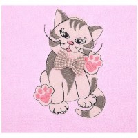 Набор полотенец из 2-х шт &quot;барсик&quot;,50х30см, махра роз+рогожка  роз. 100% хлопок SANTALINO (850-453-89)