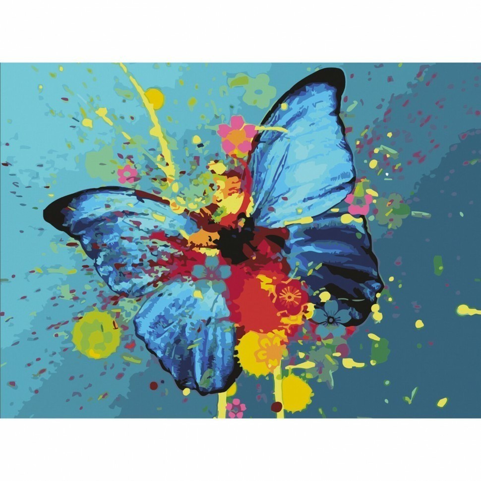 Картина по номерам 40х50 см ОСТРОВ СОКРОВИЩ Голубая бабочка на подрамн 662486 (95430)