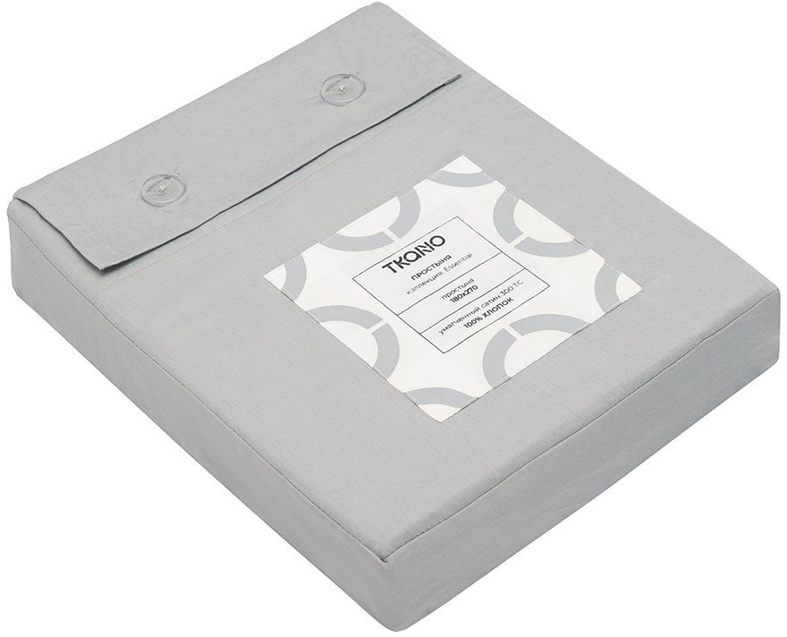 Простыня из умягченного сатина серого цвета из коллекции essential, 180х270 см (73745)