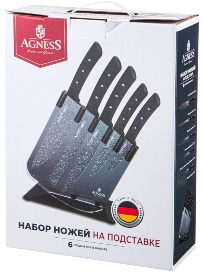 Набор ножей agness "монблан" на пластиковой подставке, 6 предметов Agness (911-647)
