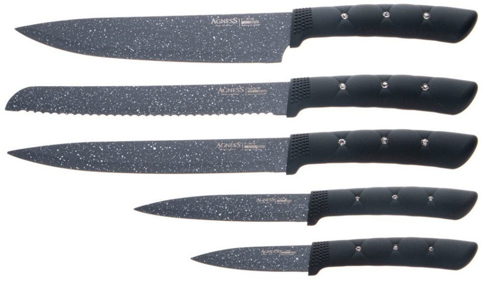 Набор ножей agness "монблан" на пластиковой подставке, 6 предметов Agness (911-647)