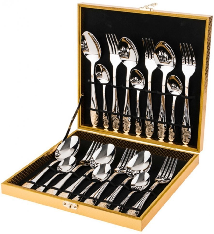 Набор столовых приборов agness  на 6 персон 18 пр.в деревянной шкатулке серия garden Agness (922-127)