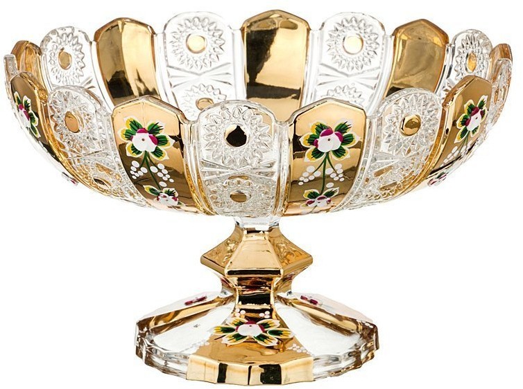 Фруктовница на ножке "lefard gold glass" диаметр=30 см высота=19 см (195-108)