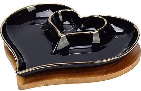 Менажница Сердце 2 секции с подставкой LORAINE (12089)