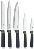 Набор agness из 11пр: 5 ножей,подставка,половник,ложка,лопатка,шумовка,ложка для спагетти (671-222)