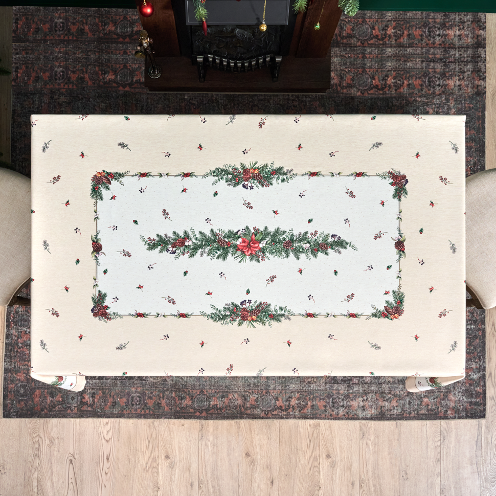 Скатерть  160х220 cm  прямоугольная, "celebration", цвет: бежевый, tm lefard, полиэстер 100% (кор=18 (986-001-20)