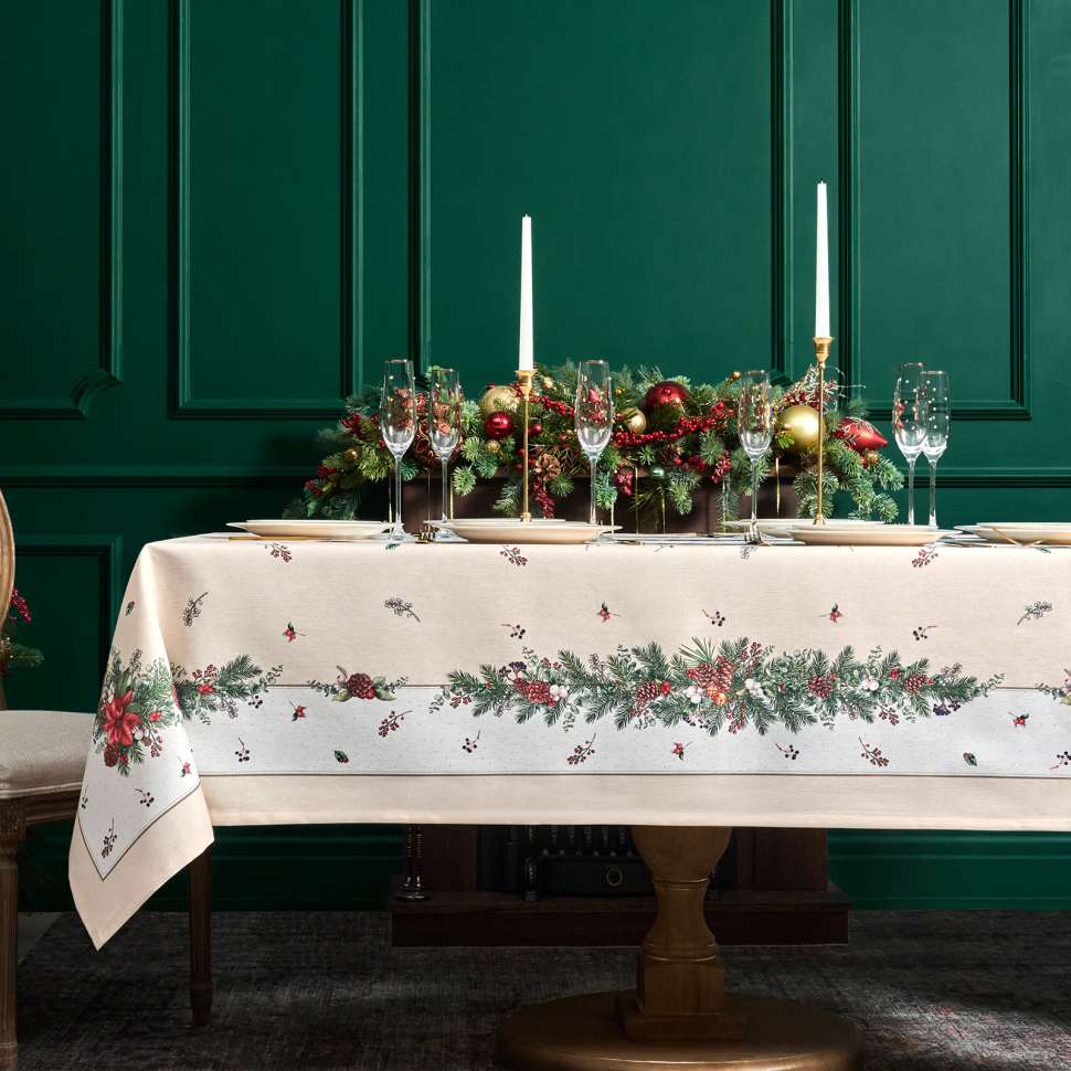 Скатерть  160х220 cm  прямоугольная, "celebration", цвет: бежевый, tm lefard, полиэстер 100% (кор=18 (986-001-20)