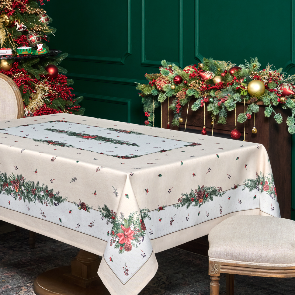 Скатерть  160х220 cm  прямоугольная, "celebration", цвет: бежевый, tm lefard, полиэстер 100% (кор=18 (986-001-20)