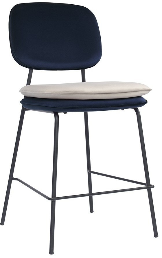 Стул полубарный pea, велюр, темно-синий/бежевый (77076)