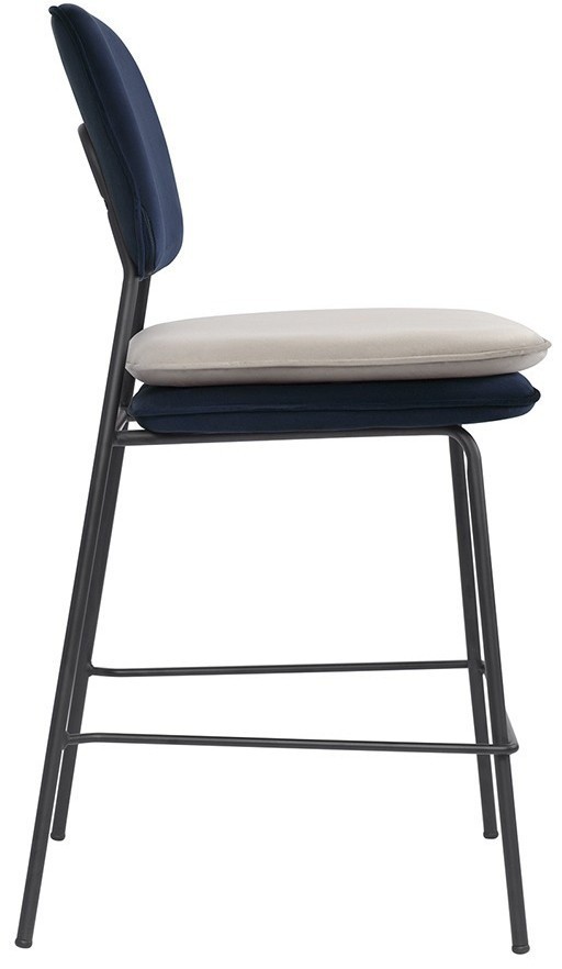 Стул полубарный pea, велюр, темно-синий/бежевый (77076)