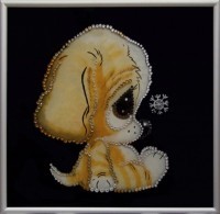 Картина Символ года Щенок с кристаллами Swarovski (2023)