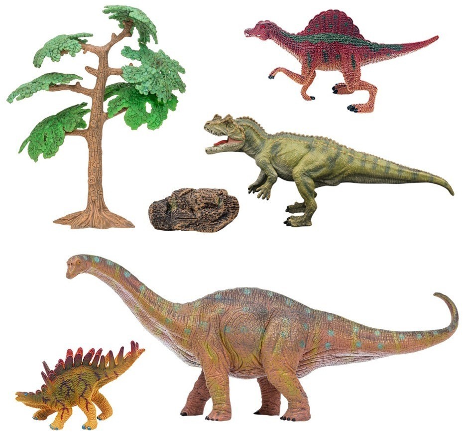 Динозавры и драконы для детей серии "Мир динозавров": спинозавр, цератозавр, диплодок, кентрозавр (набор фигурок из 6 предметов) (MM216-092)