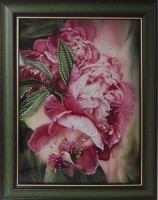 Картина Цветы пионов с кристаллами Swarovski (1486)