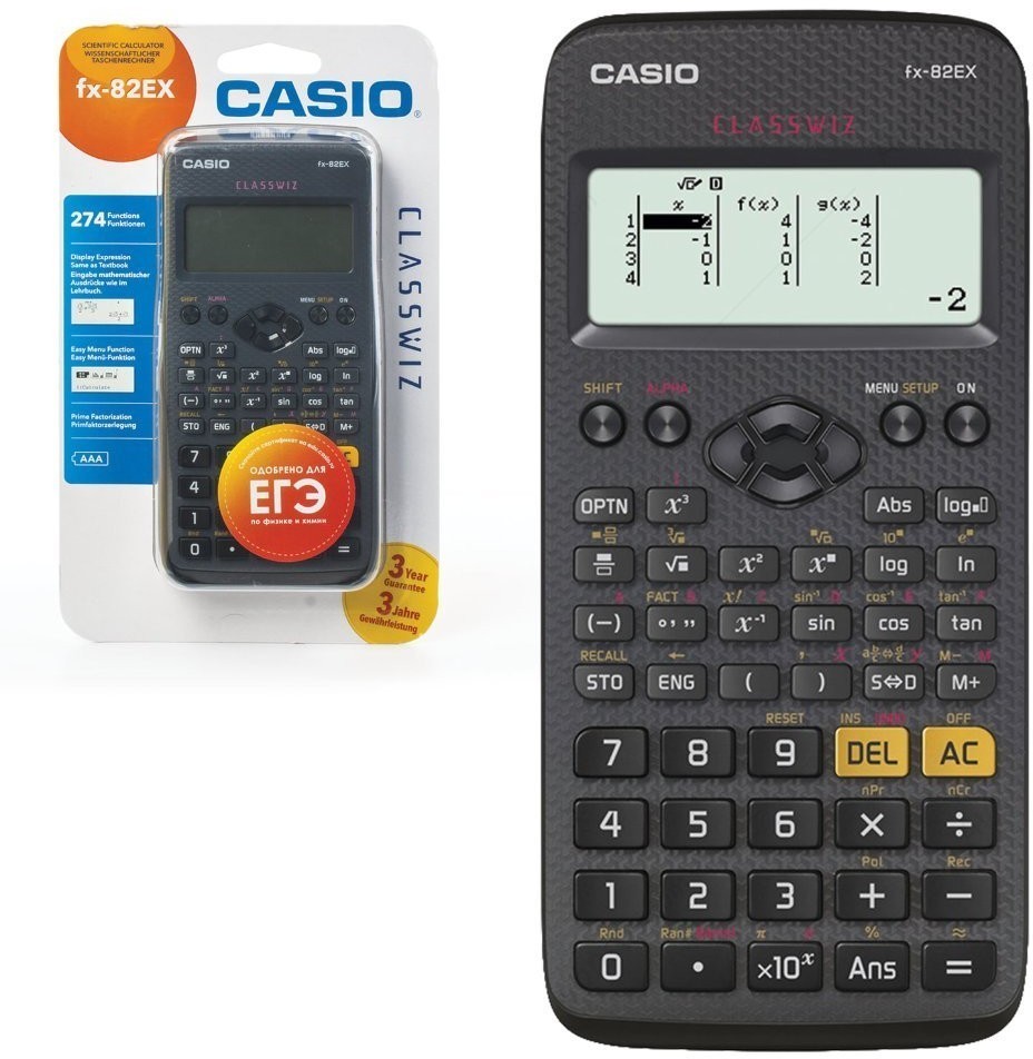 Калькулятор инженерный Casio FX-82EX-S-ET-V 274 функции сертифицирован для ЕГЭ 250396 (64933)