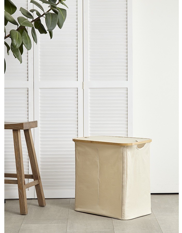 Корзина для белья с двумя отделениями neat twin, 53,5х33х53 см, молочная (77873)