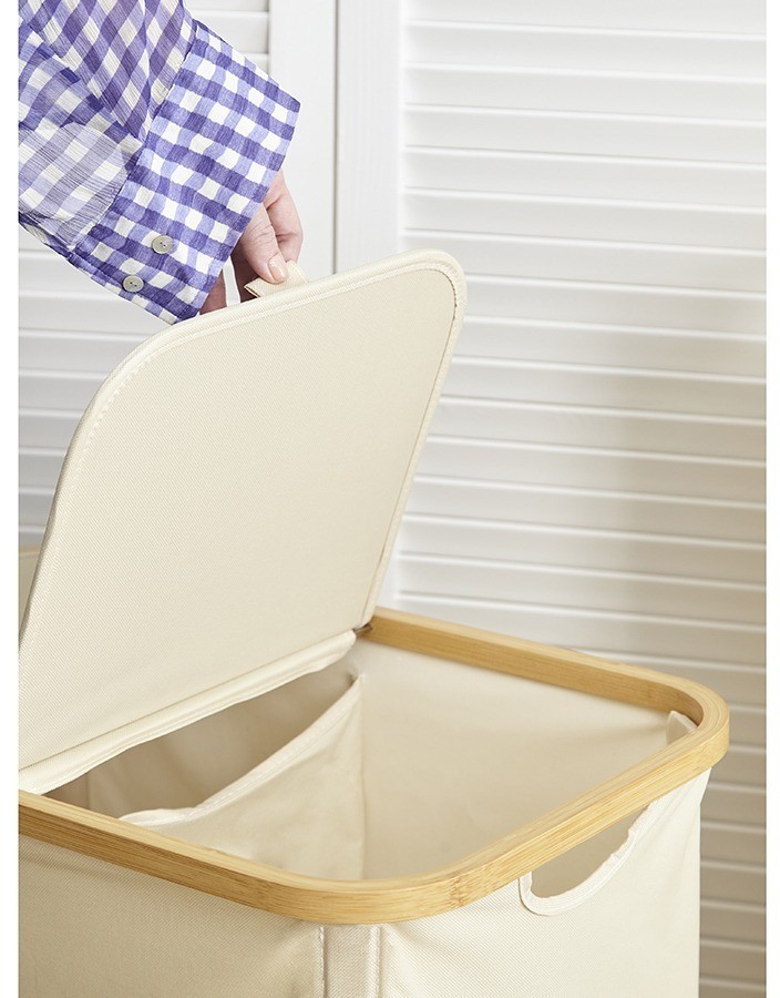 Корзина для белья с двумя отделениями neat twin, 53,5х33х53 см, молочная (77873)