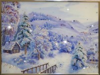 Картина Зима с кристаллами Swarovski (1109)