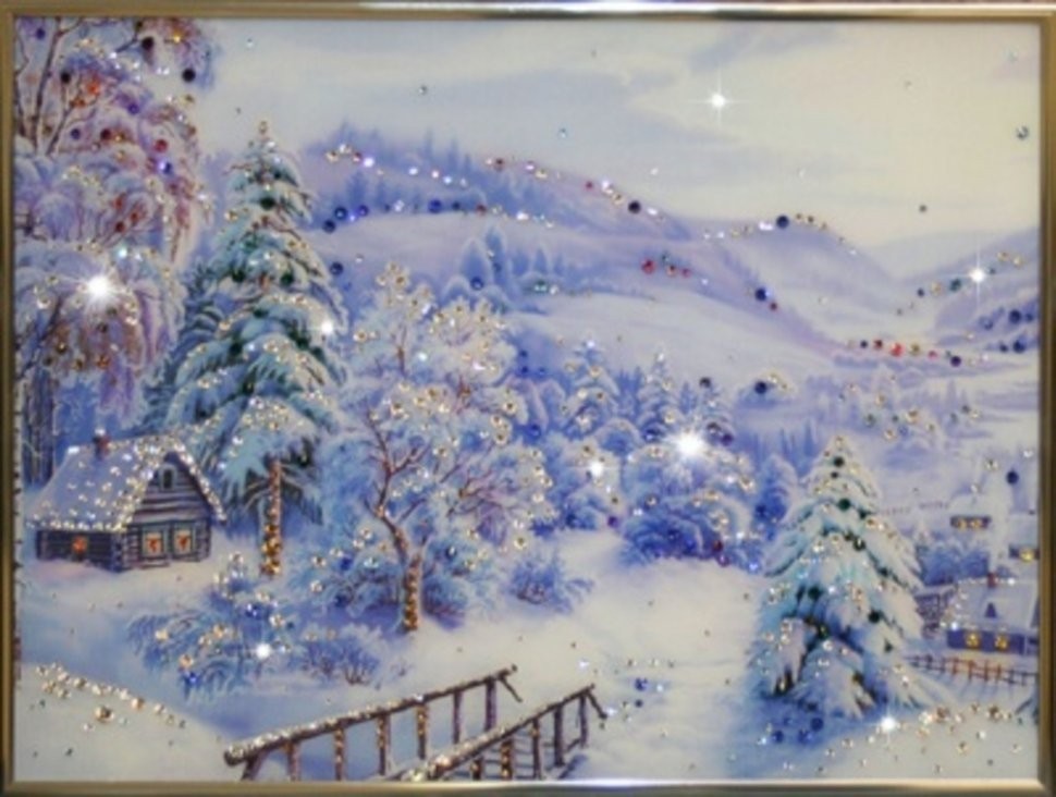 Картина Зима с кристаллами Swarovski (1109)