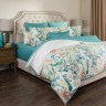 Кпб евро "эдем", хлопок 100%, цветы+бирюза, под 220*200 -1шт., прост 240*240 -1шт., навол 70*50-2шт SANTALINO (985-254)