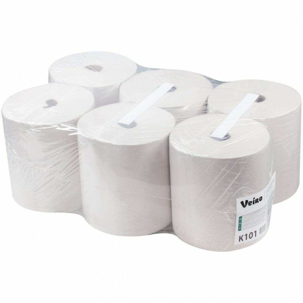 Полотенца бумажные рулонные 180 м Veiro Система H1 BASIC 1-слойные к-т 6 рул. K101 127095 (91950)