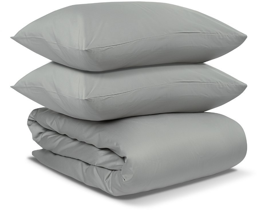 Комплект постельного белья двуспальный из сатина светло-серого цвета из коллекции essential (66413)