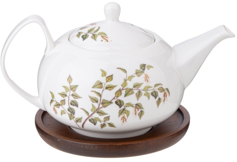 Чайник lefard "березки" 930 мл на дерев. подставке (85-2020)
