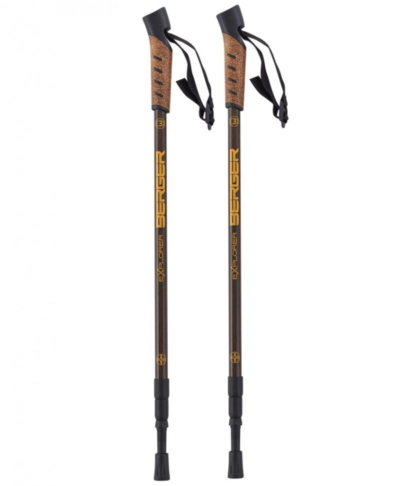 Скандинавские палки Explorer, 67-135 см, 3-секционные, коричневый (1527735)