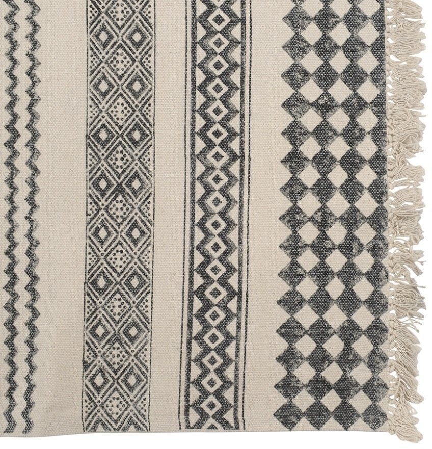 Ковер из хлопка с контрастным орнаментом и бахромой из коллекции ethnic, 120х180 см (69438)