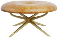 Пуф E334, 90, сталь, кожа, Antique brass, ROOMERS FURNITURE