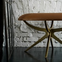 Пуф E334, 90, сталь, кожа, Antique brass, ROOMERS FURNITURE