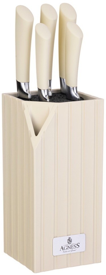 Набор ножей agness  на пластиковой подставке, 6 предметов (911-768)