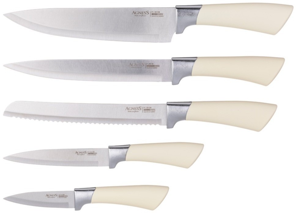 Набор ножей agness  на пластиковой подставке, 6 предметов (911-768)