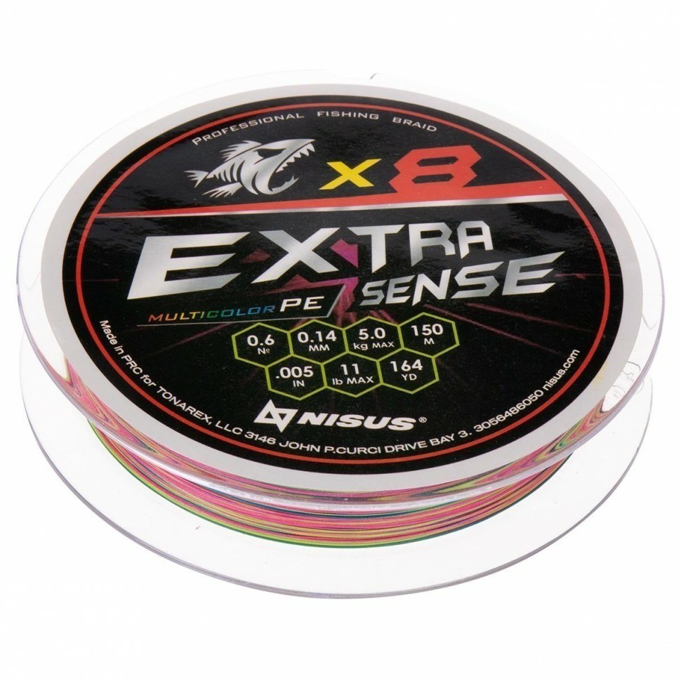 Шнур Nisus N-ES-X8-0.6/11LB Extrasense X8 PE Multicolor 150m  0.6/11LB 0.14mm 316872 (92330)