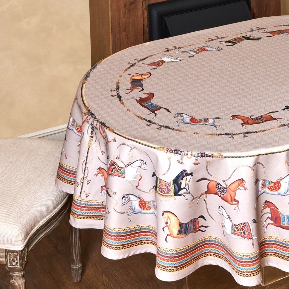 Скатерть овальная "passage"160х220см ,капучино, 100% хлопок,твил, пропитка Lefard (850-760-41)