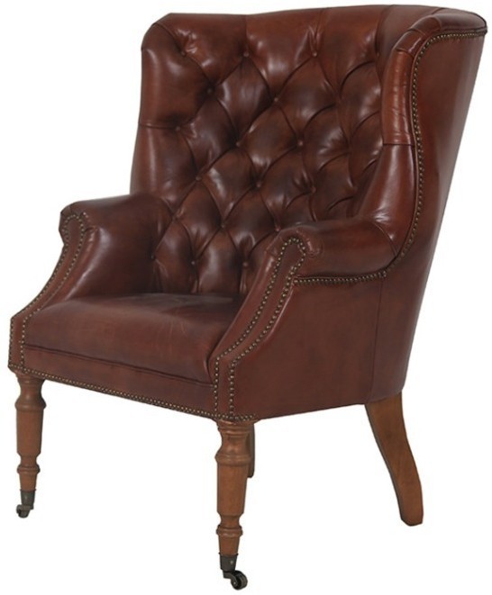 Кресло Эдвард C0061-1D/#B11, Кожа, Vintage cigar, ROOMERS FURNITURE