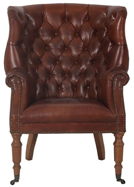 Кресло Эдвард C0061-1D/#B11, Кожа, Vintage cigar, ROOMERS FURNITURE