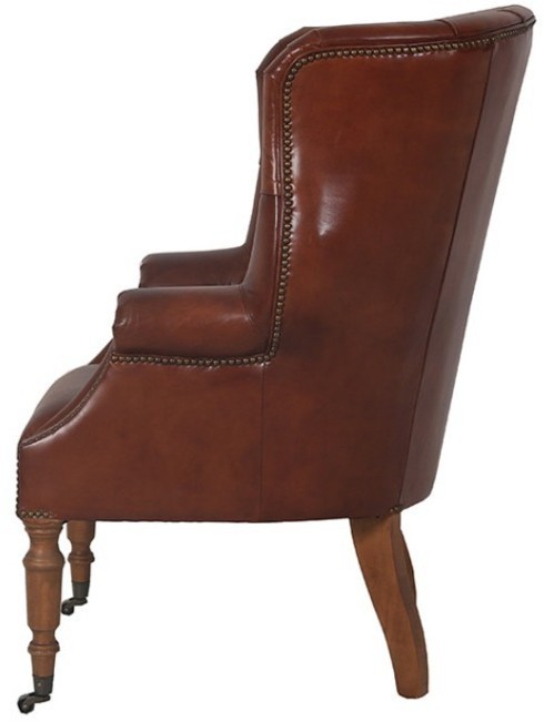 Кресло Эдвард C0061-1D/#B11, Кожа, Vintage cigar, ROOMERS FURNITURE