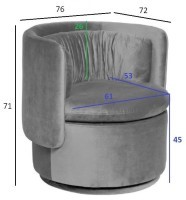 Кресло поворотное велюр зеленый 76*72*71см (TT-00014343)