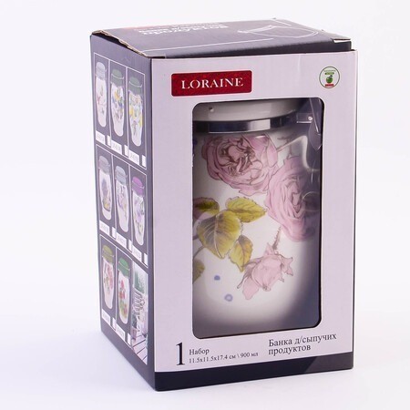 Банка для сыпучих 900мл Розовый сад LORAINE (60256)