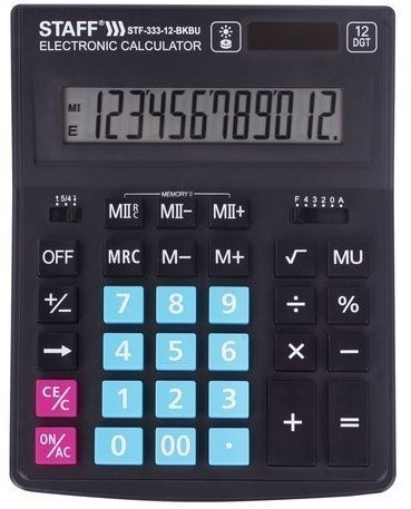 Калькулятор настольный Staff Plus STF-333-BKBU 12 разрядов 250461 (86053)