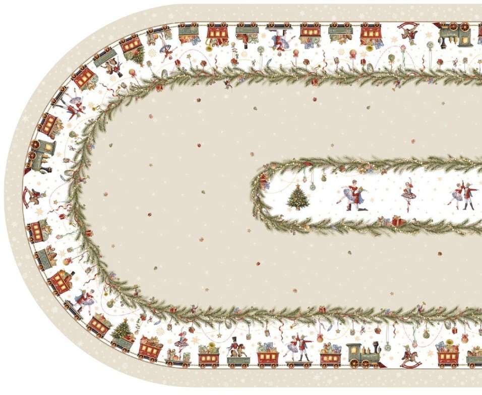 Скатерть  140х300 cm овальная, "щелкунчик" цвет: бежевый, tm lefard, полиэстер 100% (986-002-29)