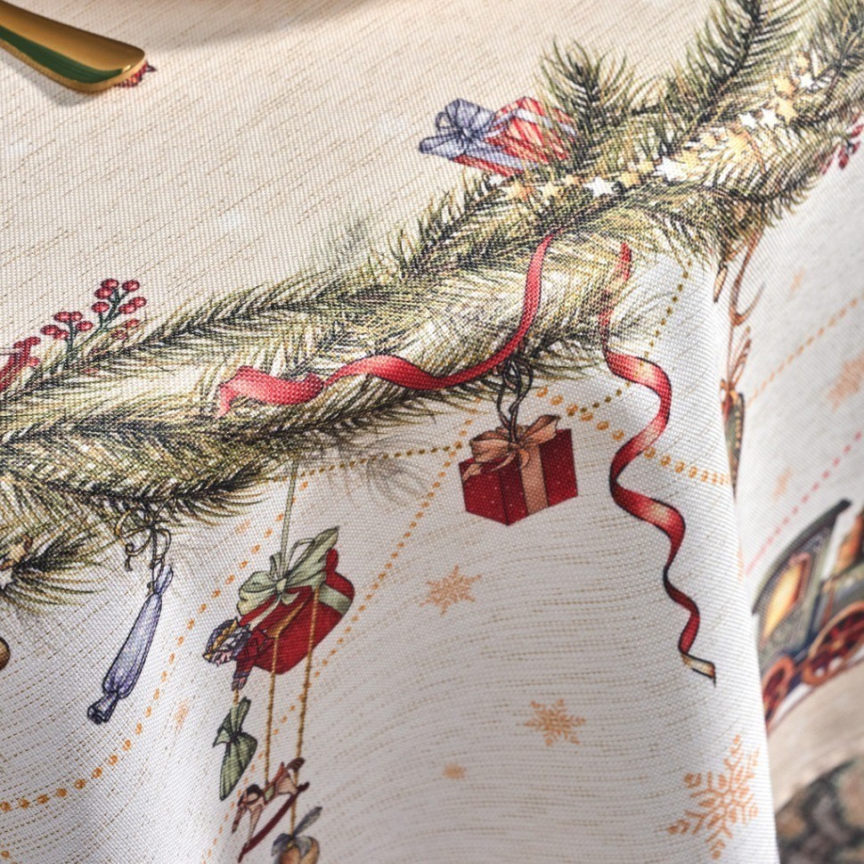 Скатерть  140х300 cm овальная, "щелкунчик" цвет: бежевый, tm lefard, полиэстер 100% (986-002-29)