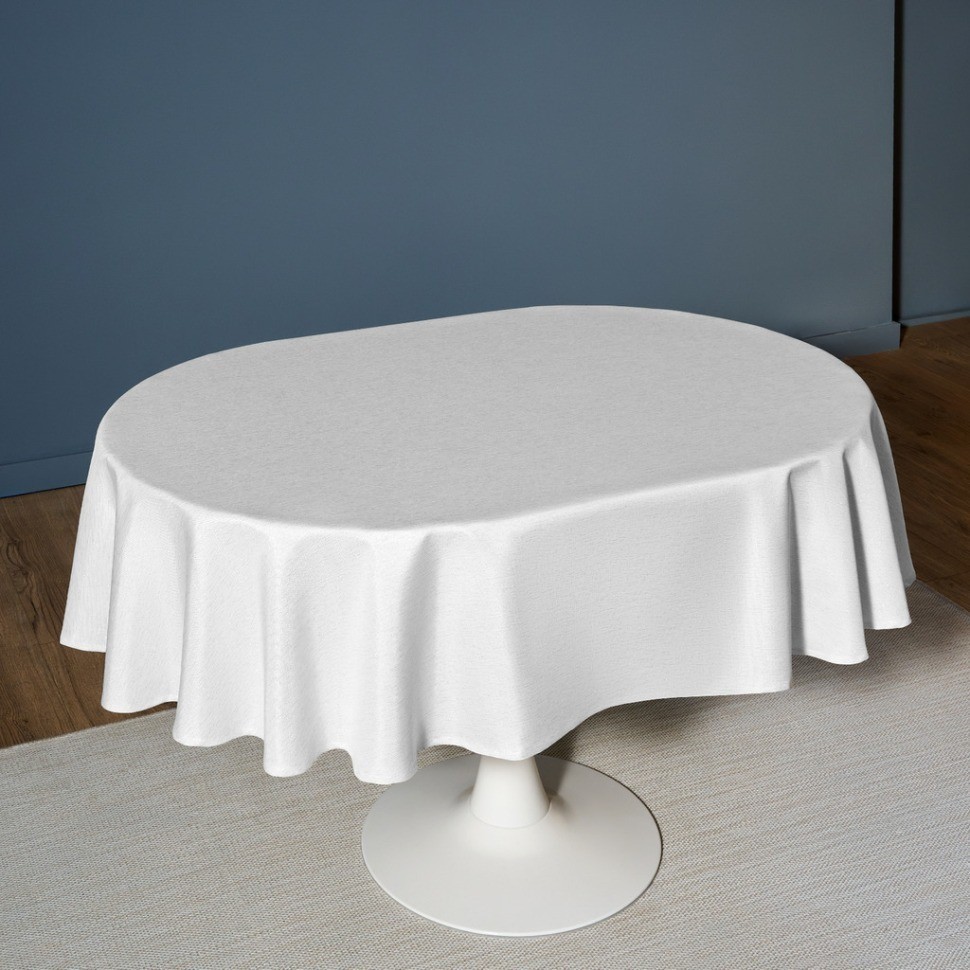 Скатерть  140х180 cm овальная, "феерия. серебро", цвет: белый, tm lefard, полиэстер 100% (986-004-27)