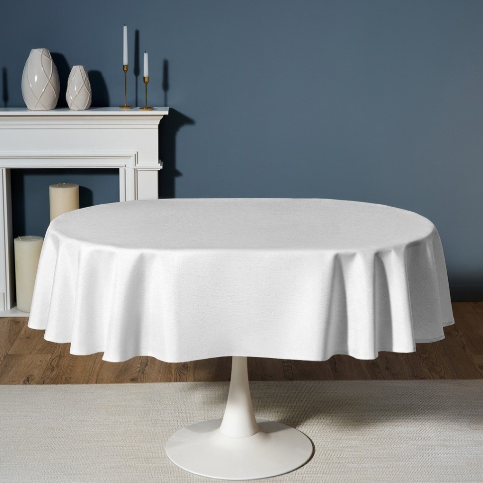 Скатерть  140х180 cm овальная, "феерия. серебро", цвет: белый, tm lefard, полиэстер 100% (986-004-27)