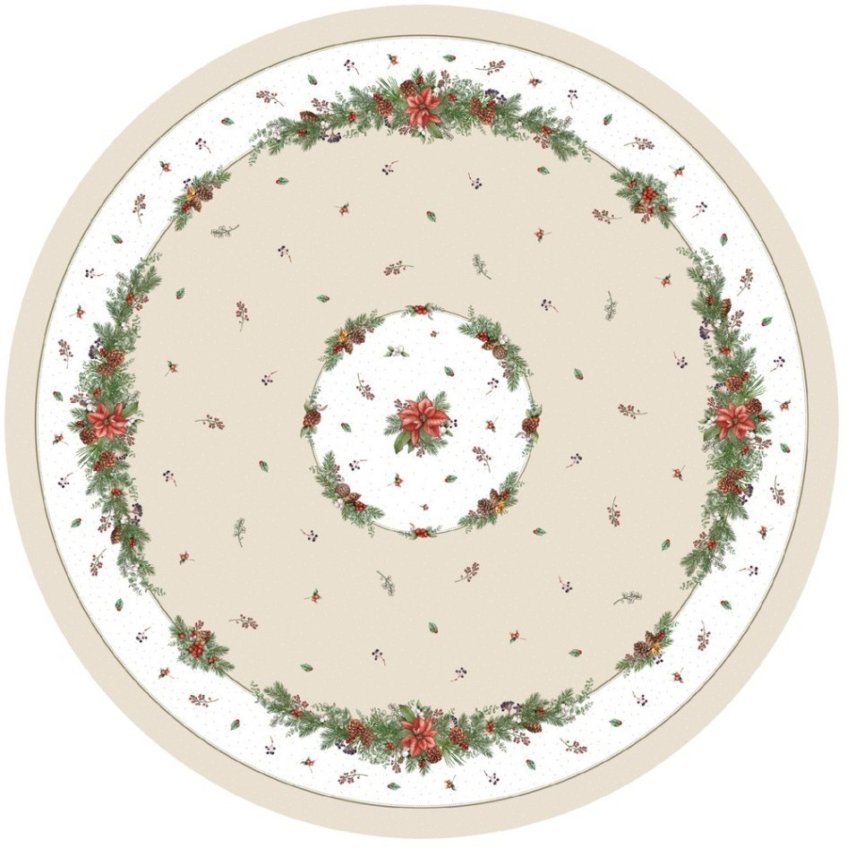 Скатерть  d145 cm круглая, "celebration", цвет: бежевый, tm lefard, полиэстер 100% (986-001-24)