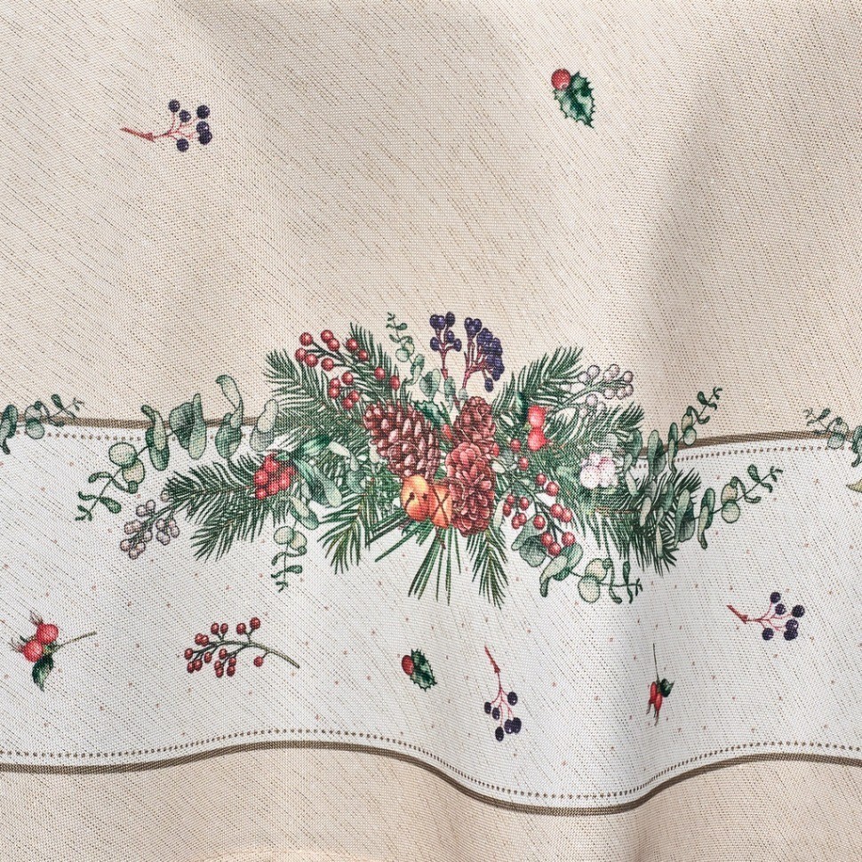 Скатерть  d145 cm круглая, "celebration", цвет: бежевый, tm lefard, полиэстер 100% (986-001-24)