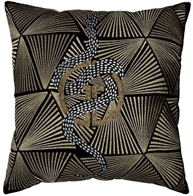 Подушка с бисером, стеклярусом и вышивкой "Антик" черный 45*45 (TT-00014436)